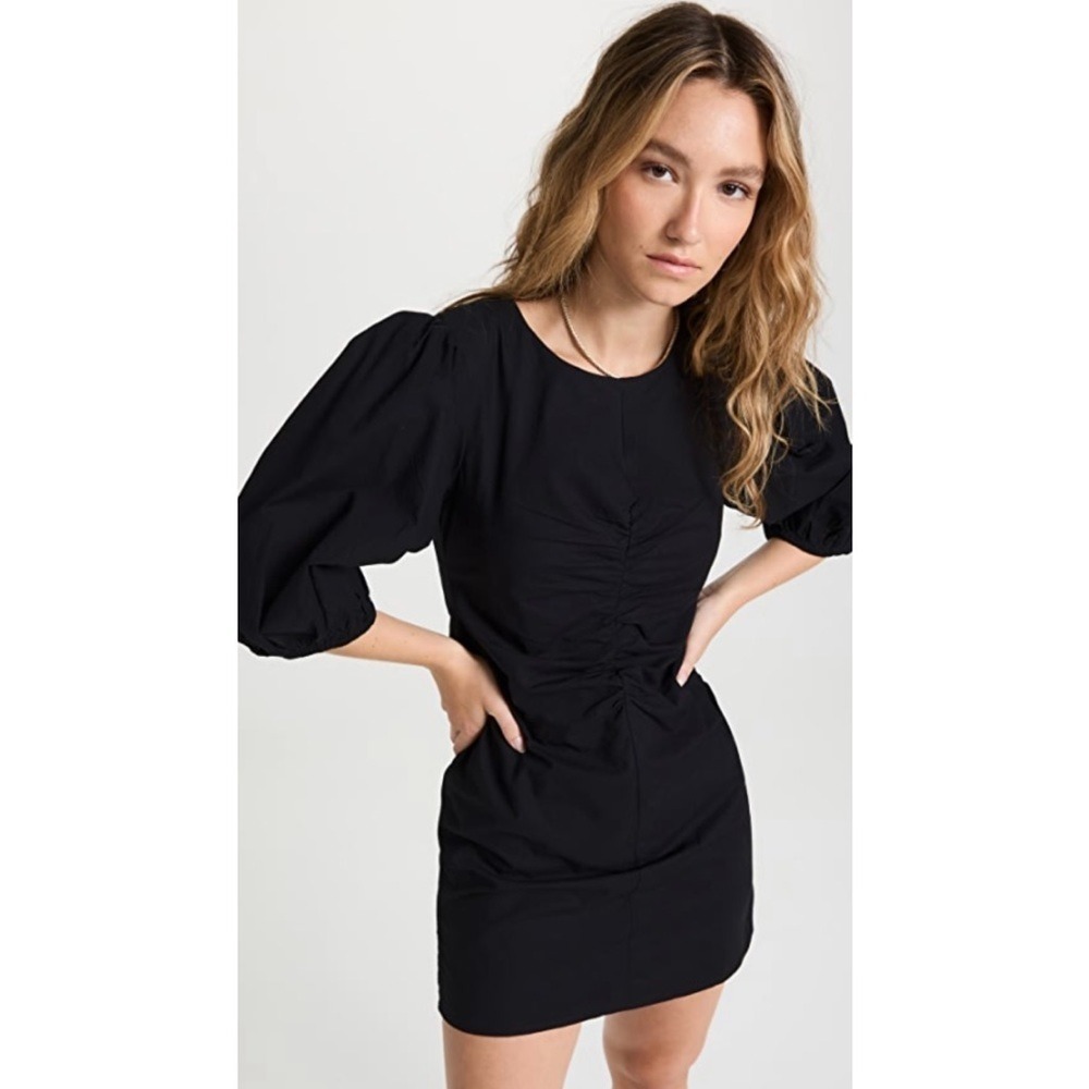 NWT Free People Hope Dress in Black Size Small Puff Sleeves Minimalist Cotton